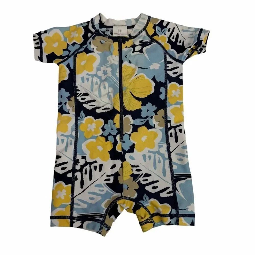 Hanna Andersson Front Zip One Piece Rash Guard Swimsuit size 70